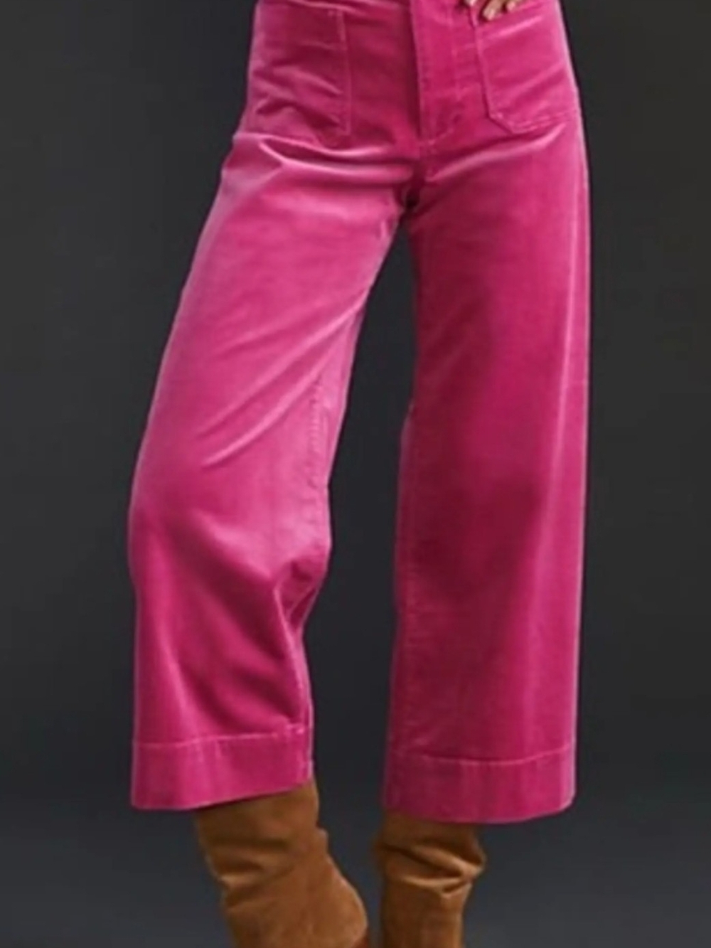 bagatelle Fuchsia Velvety  Wide-Leg Pants